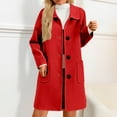 thumbnail image 2 of Dwralegc Women's Mid-Long Pea Coats Thicken Mid Long Winter Coat Single Breasted Trench Wool Blend Jackets & Coats Plus Size Balck Overcoat with Pockets Clearance Red 2XL, 2 of 4