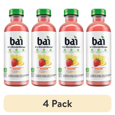 (4 pack) Bai São Paulo Strawberry Lemonade Antioxidant Infused Water Beverage, 18 fl oz