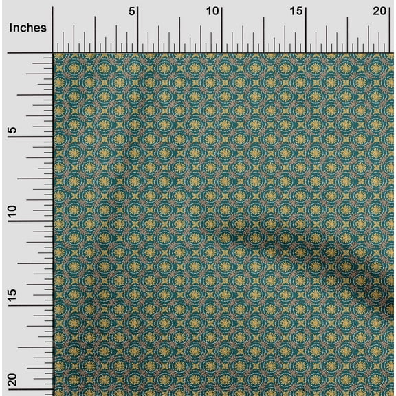 oneOone Organic Cotton Poplin Twill Fabric Leaves & Floral Block Print Fabric By The Yard 42 Inch Wide