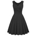 thumbnail image 2 of CIENVNSTG Women Sleeveless V-Neck Sundresses Summer Cocktail Swing Dress Casual Faux Wrap Short Tank Dress Wedding Party Rockabilly Evening Prom Dress Black XL, 2 of 4