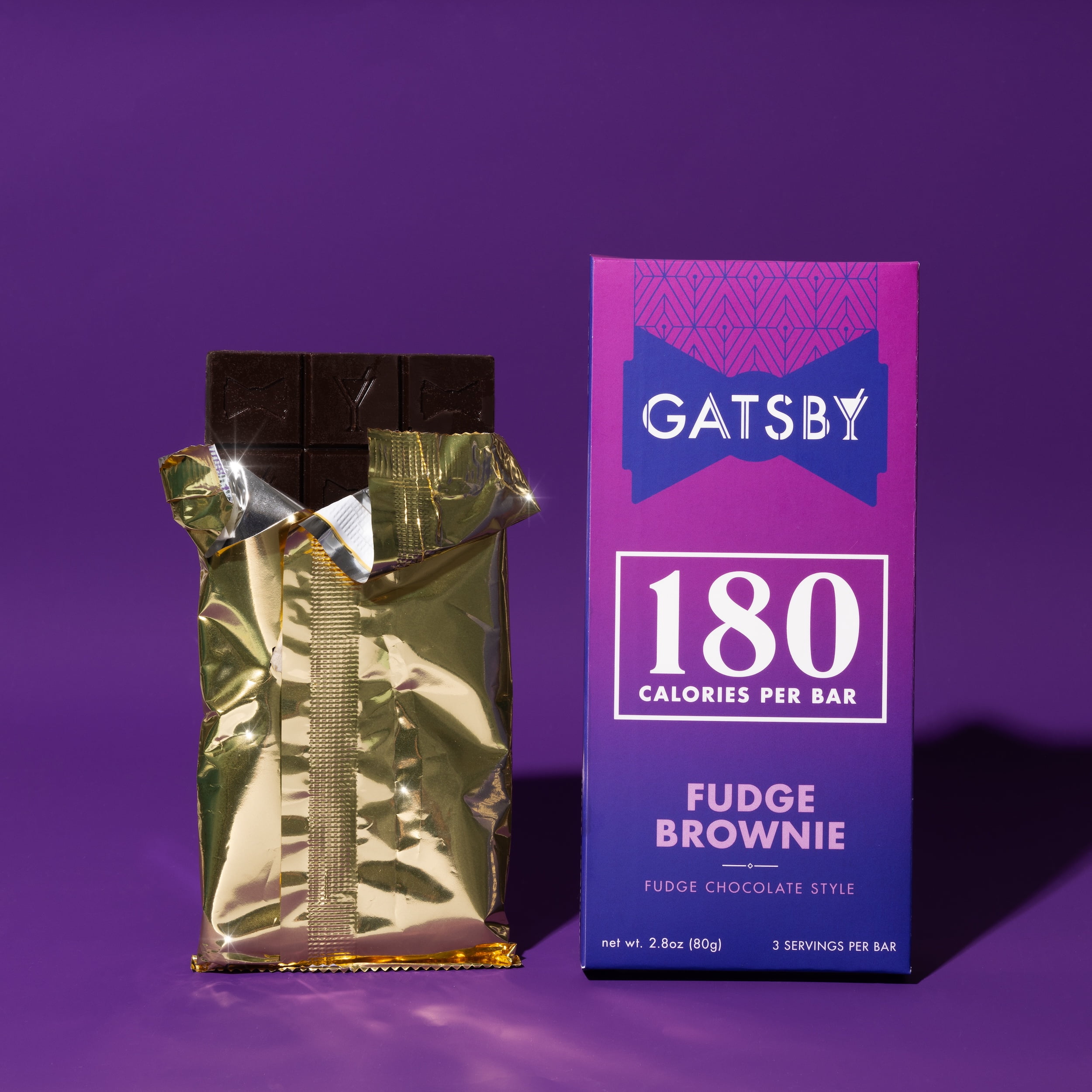 Gatsby Chocolate Fudge Brownie Chocolate Bar, Low Sugar, Dairy-Free, 2.8 oz