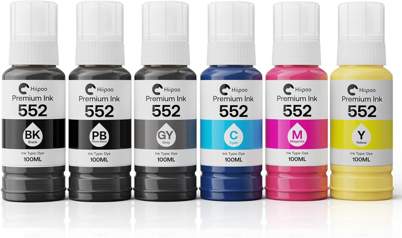Hiipoo Sublimationstinte Für EcoTank ET-8500/ET-8550 – 6 Farben à 100 Ml, Lebendig & Wasserbasiert – Für T-Shirts, Becher, Textilien