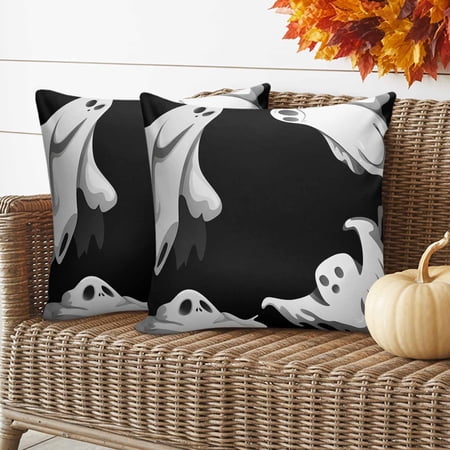 Halloween Pillow Covers 2 Pack Abstract Ghost Pillowcase Waterproof Outdoor Throw Pillow Cover for Patio Garden Balcony Decorative Square Cushion 16 x16