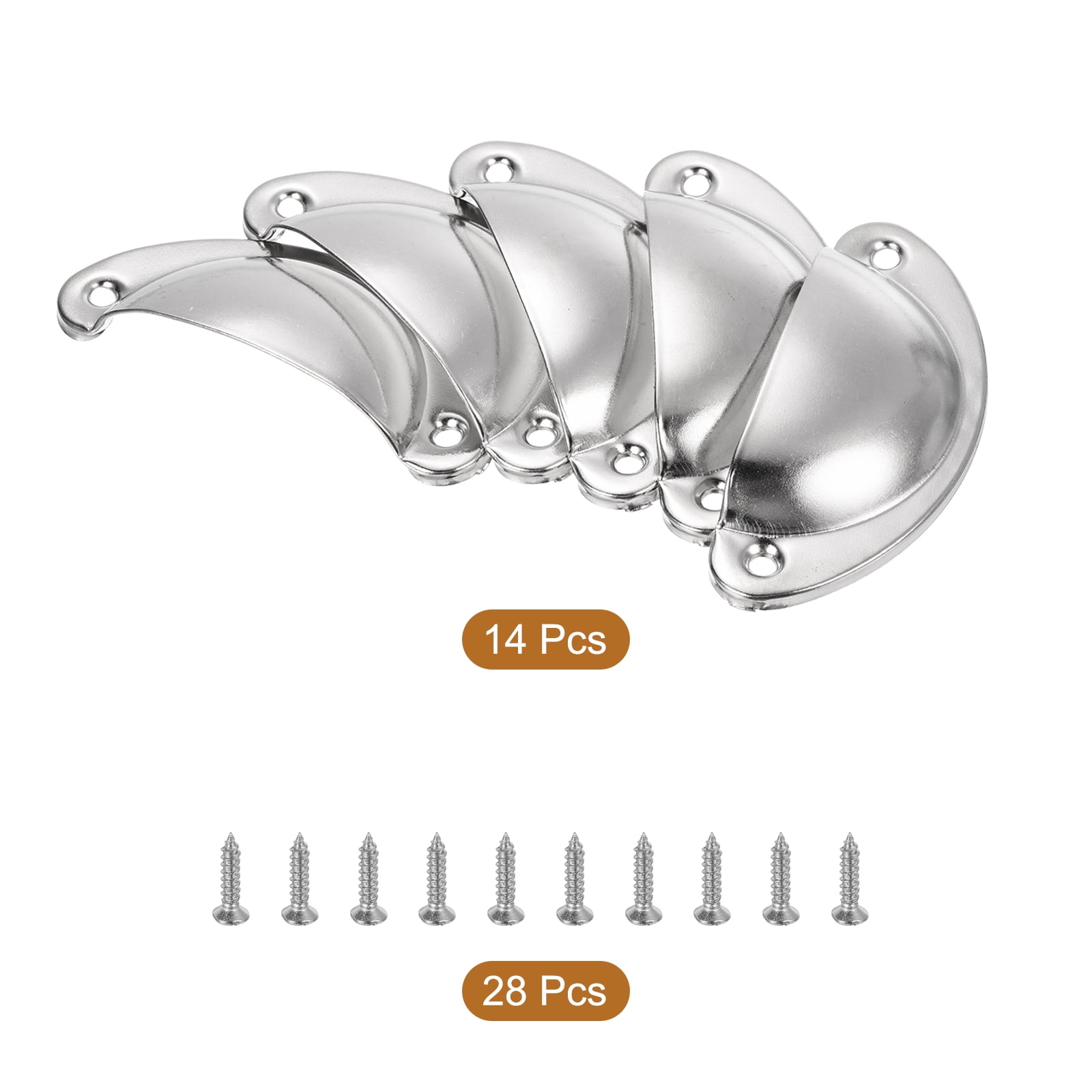 Unique Bargains 10 Pcs Bin Cup Drawer Pulls for Cabinet Dresser Bright Silver
