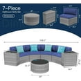 thumbnail image 7 of ELPOSUN Outdoor Patio Furniture Sets, 7 Pieces Curved Patio Sectional Couch with Storage Armrest Table and 4 Pillows, Curved Outdoor Sofa Fit Porch Poolside (Included Waterproof Cover) (Blue), 7 of 7