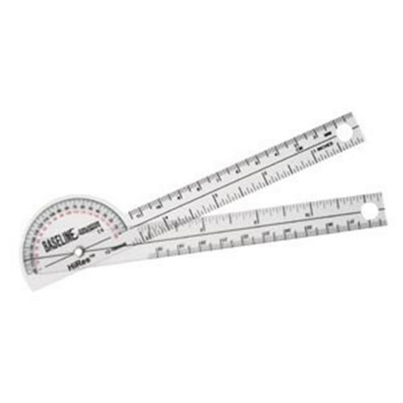 Fabrication Enterprises 12-1005HR 6 in. Baseline Hires 180 Degree Clear Plastic Pocket Goniometer