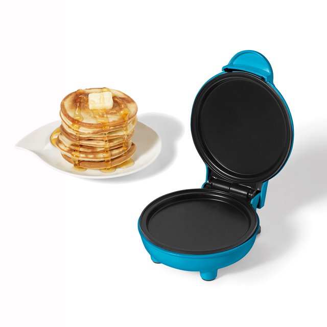 Starfrit Electric Mini Pancake Maker, 4" Non-Stick Cooking Surface, Easy to Use & Clean, Blue, 350 Watts
