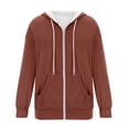 thumbnail image 4 of Yuannlog Womens Hoodies Casual Full Zip Up Coats Long Sleeve Hooded Solid Color Sweatshirts With Pockets Oversized Zipper Jackets, 4 of 4