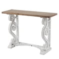 thumbnail image 4 of LuxenHome Vintage White and Natural Wood Console and Entry Table, 4 of 10