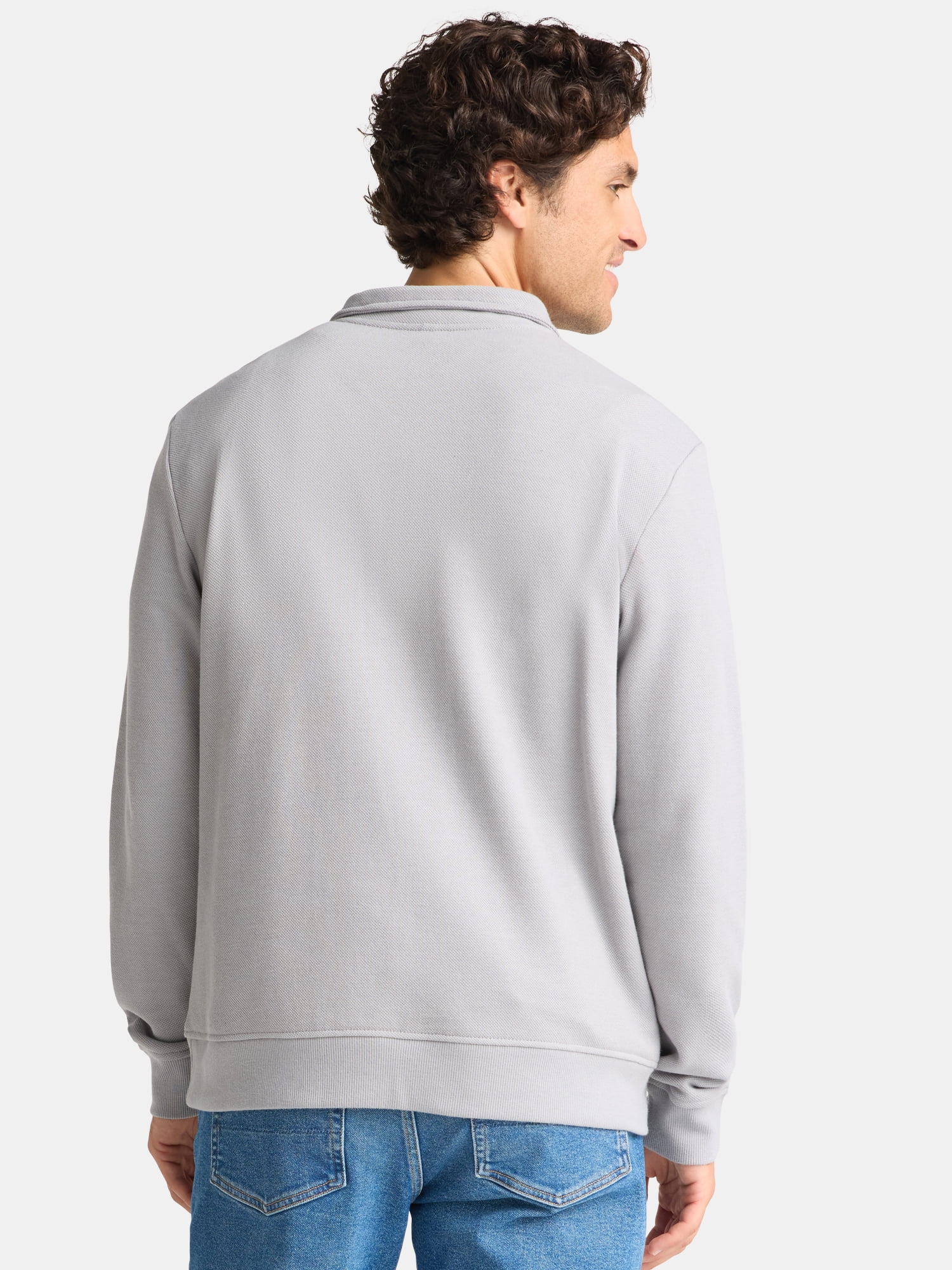 George Men's and Big Men's Pique Fleece Quarter Zip Pullover with Long Sleeves, Sizes S-3XL
