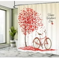 thumbnail image 5 of Ambesonne Valentines Day Shower Curtain, Heart Tree Bike, 69"Wx70"L, Cream Vermilion, 5 of 5