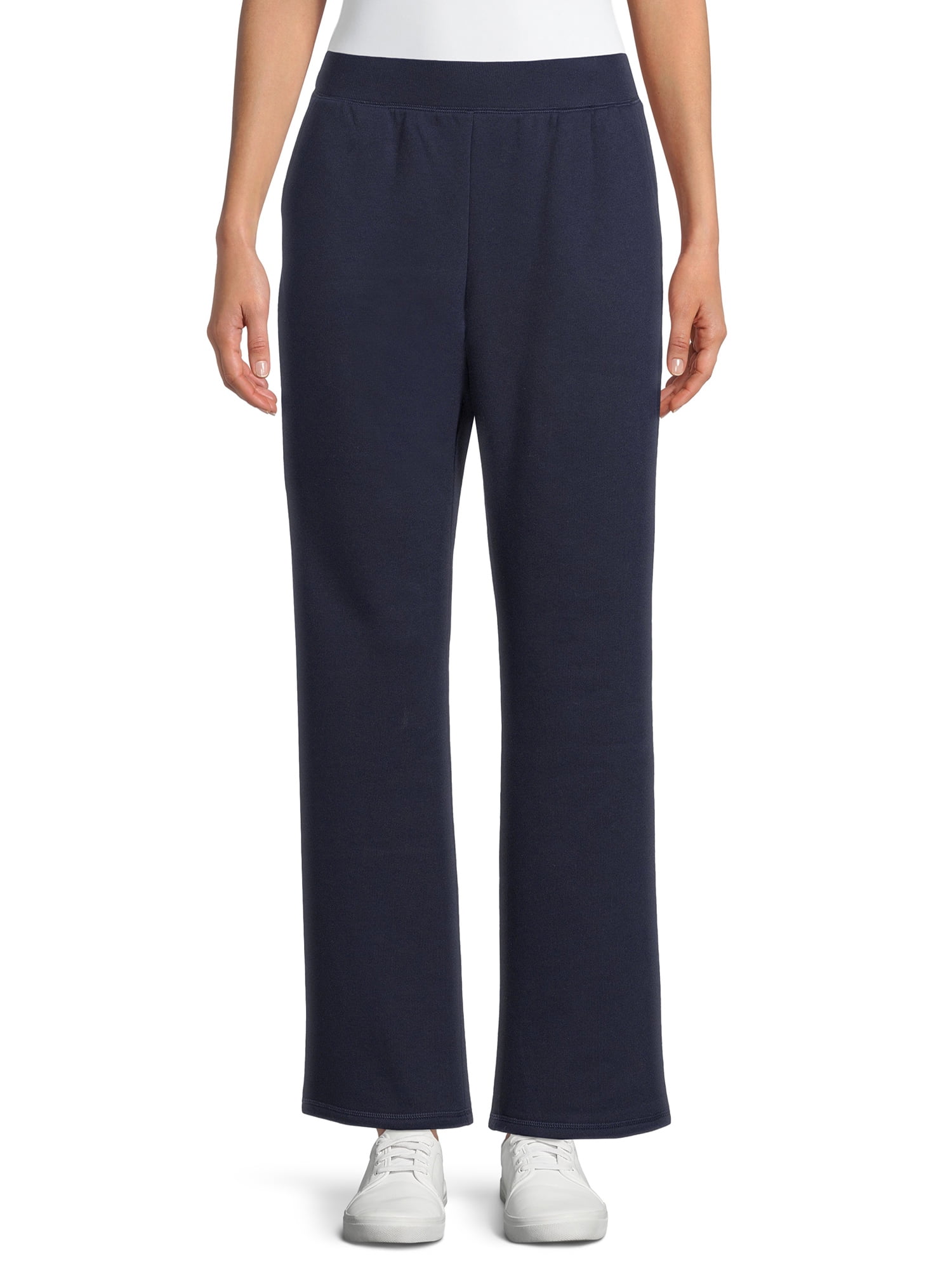 Time and Tru Time & Tru Women's Fleece Straight Leg Pants with Pockets