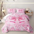 thumbnail image 2 of Erosebridal Pink Princess Bowknot Twin Quilt Set For Girls,3D Glitter Print Diamond Kids Twin Coverlet Set,2-Piece, 2 of 7