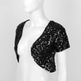 thumbnail image 5 of vastwit Womens Shiny Sequin Open Front Cardigan Short Sleeve Bolero Jacket Shrug Tops Black One Size, 5 of 6