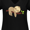 thumbnail image 4 of Inktastic Cute Sloth, Baby Sloth, Lazy Sloth, Sleeping Sloth Women's Plus Size V-Neck T-Shirt, 4 of 5