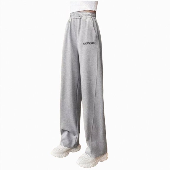 NOLDARES Womens Wide Leg Sweatpants Baggy Casual Athletic Pants Comfy Teen Girl Cute Joggers(Grey,5-6 Years)