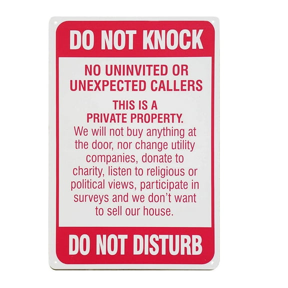 Do Not Knock Do Not Disturb Sign Red Warning Metal Tin Signs Home Door Wall Decor Sign Gift Size 8 X 12Inch