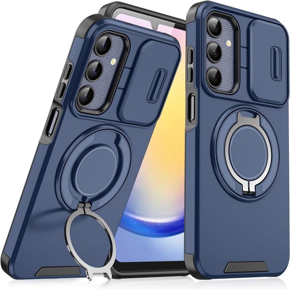 Case for Galaxy A36 5G,Military Grade [Built-in Kickstand] Magnetic Rotate Ring Holder Heavy Duty TPU PC Shockproof Drop Protect Phone Case for Samsung Galaxy A36 5G (Blue)