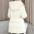 thumbnail image 4 of MIUOWANP Womens Winter Coats Fashionable Ladies Zipper Long Sleeve Winter Thickened Cotton Coat White XL, 4 of 5