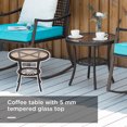 thumbnail image 4 of Outsunny 3 Pieces Patio Wicker Rocking Set, Outdoor PE Rattan Bistro Furniture Set with Soft Padded Cushions, Pillows and Round Glass Top Coffee Table for Patio, Backyard, Garden, Green, 4 of 10