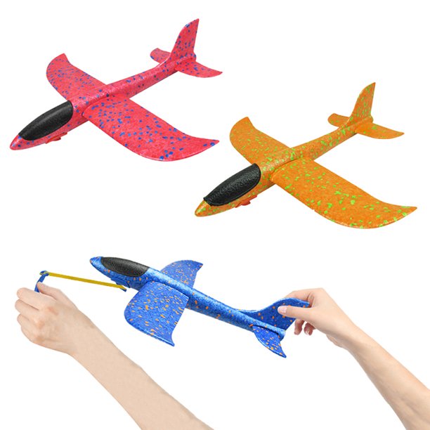 Party Yeah 3xHand Launch Throw Airplane Foam Glider Slingshot Plane