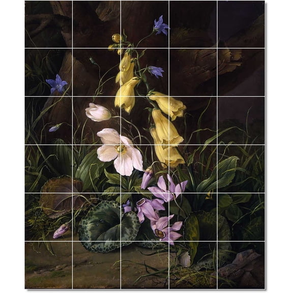 Ceramic Tile Mural-Franz Xaver Petter Flowers Painting 48. 12.75" w x 17" h using (12) 4.25 x 4.25 ceramic tiles