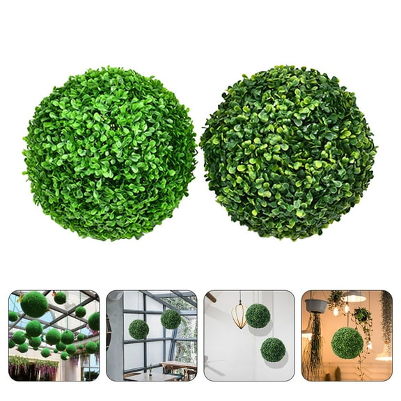 ORDDIART Artificial Topiary Balls Tree 2Pcs Realistic Shape Round Faux Greenery For Outdoor Scene Layout 9In