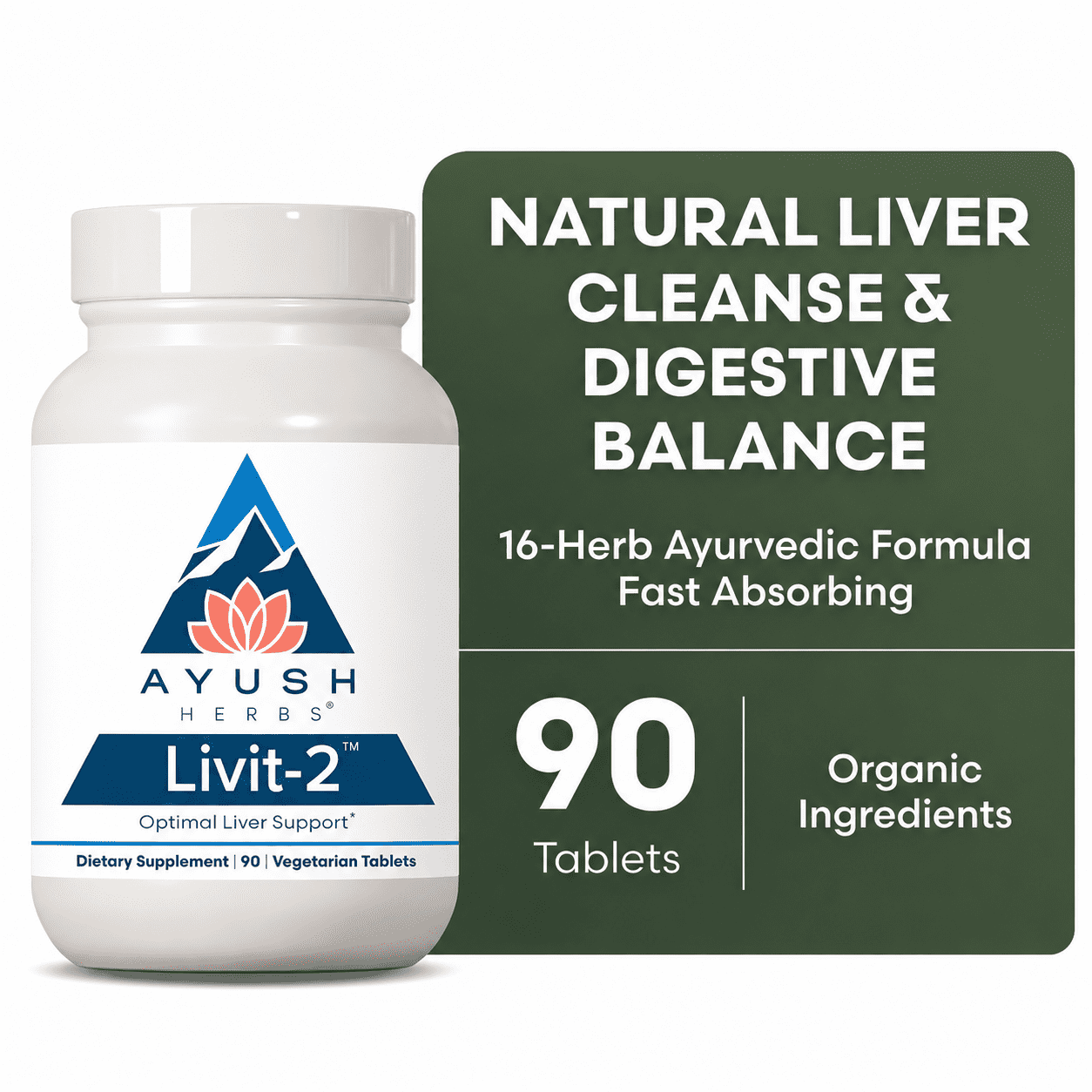 Ayush Herbs Livit-2 Optimal Liver Support Supplement with Amla, Contains 16 Ayurvedic Herbs, 90 Count