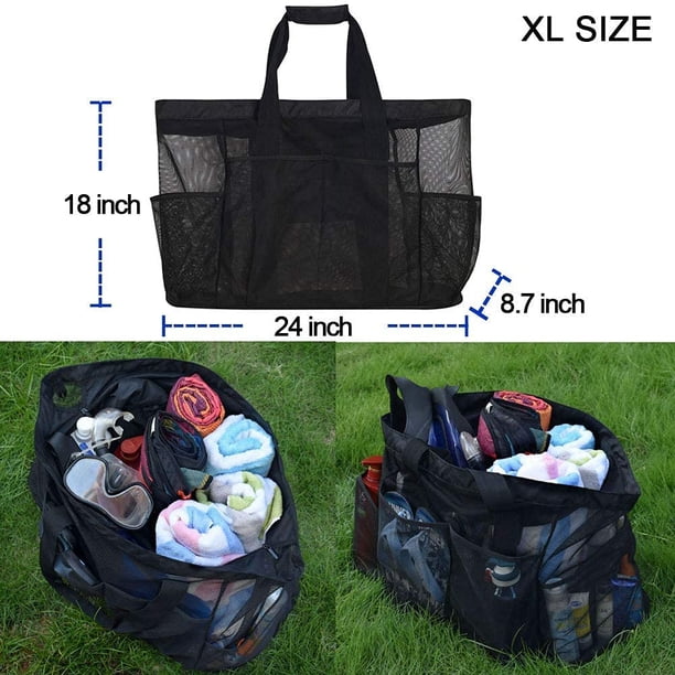 Extra Large Beach Bag, XL Mesh Tote with Zipper and Pockets  display picture 3