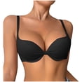 thumbnail image 3 of Ahuyic Womens Bra,Summer Plus Size Bra,Womens Thin Fixed Cup Front Opening Buckle Large Size Gathering Bra Underwear,Black,XL, 3 of 5