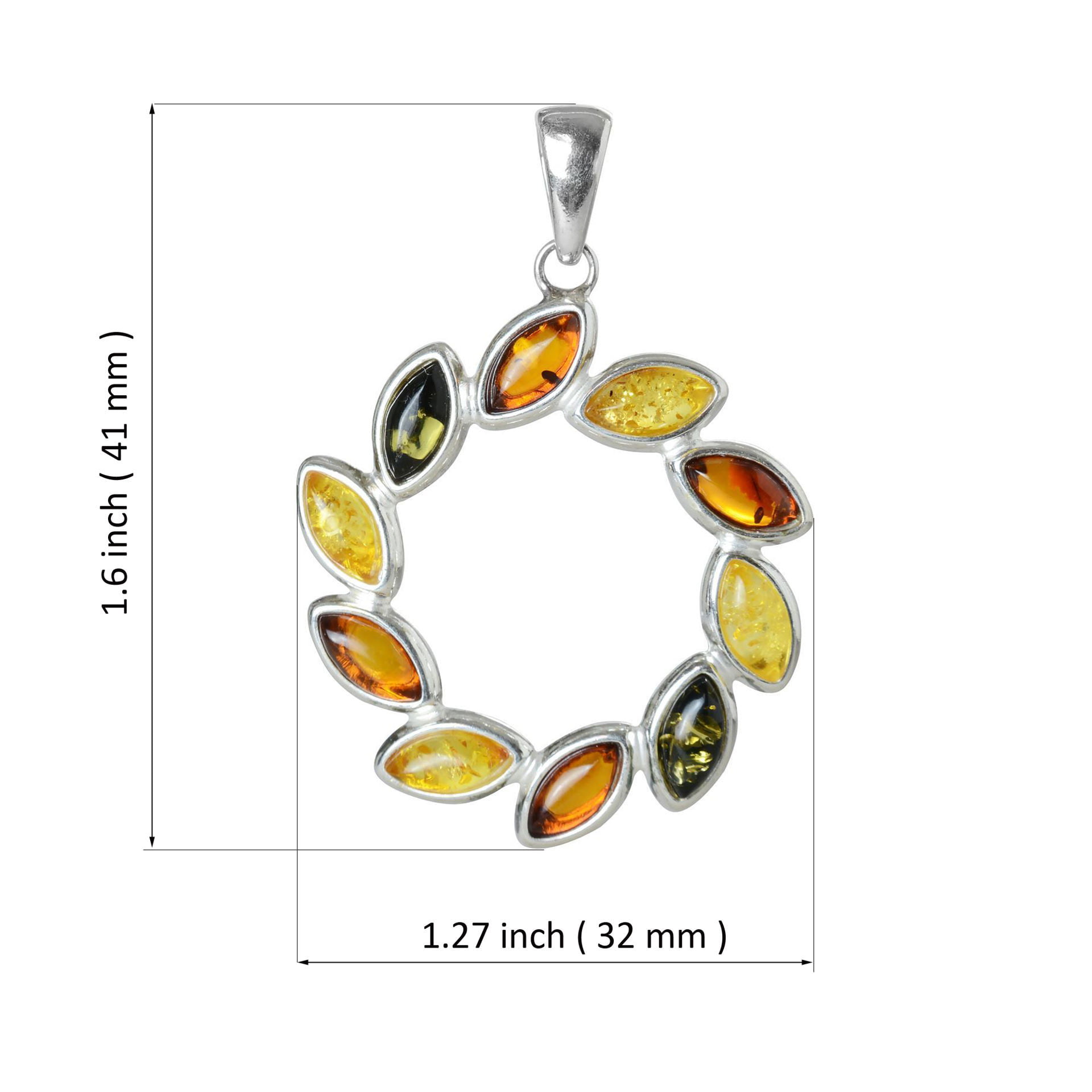 Baltic Amber & Sterling Silver 925 Try color Necklace 17” Long 