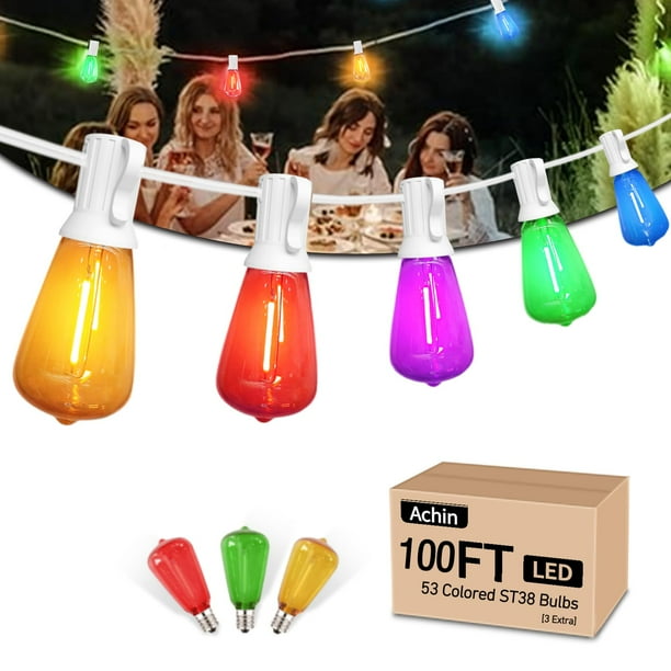 Cadena de luces Achin para exteriores, 30 m, multicolor, 53 LED ST38