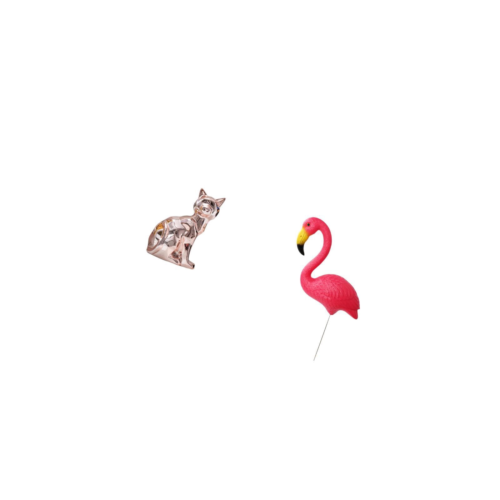 CoudarTitie Cat Bird Statue Decorative Figurine Animal Sculpture Art Craft Ornament for Fireplace Yard Art Ornament Backyard Fairy Garden Accessories Flamingo Garden Stake Sculpture for Holiday