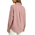 thumbnail image 5 of TGSLY Linen Snap Button Down Tops for Women Lightweight Soft Collared Long Sleeve Textured Shirts Dressy Casual Solid Color Fall Blouses with Pocket XX-Large, 5 of 5