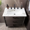 thumbnail image 3 of JONATHAN Y Ancillary 3-Hole 24 in. W x 18.25 in. D Classic Contemporary Rectangular Ceramic Single Sink Basin Vanity Top, White Marble Effect, 3 of 8