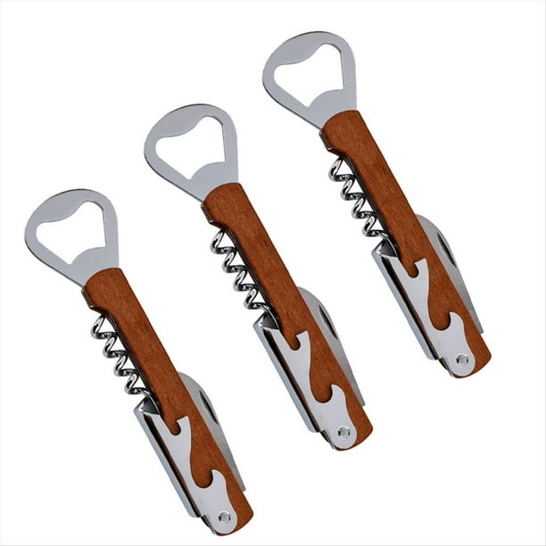 Abridor de de Vino de Acero Inoxidable, Abridor de de Cerveza, Cuchillo para Vino, Abridor de de Bebidas Sapele