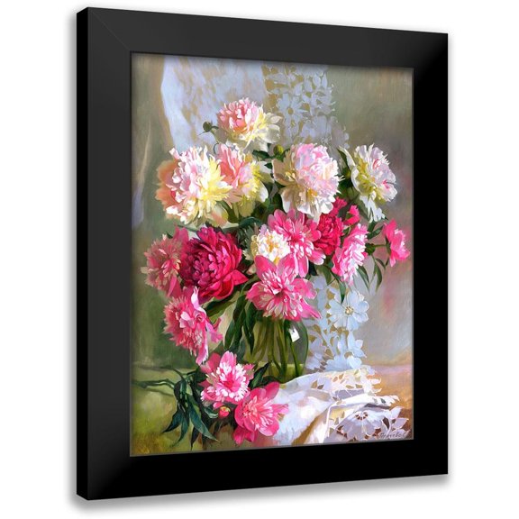 Goryacheva, Svetlana 12x14 Black Modern Framed Museum Art Print Titled - Peonies