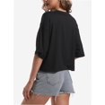 thumbnail image 5 of Women's Comfy Basic Workout Gym Short Sleeve Crop Tops Casual Loose Oversized T-Shirts, 5 of 6