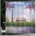 thumbnail image 4 of Ambesonne Nature Shower Curtain, Bench Flowing River Moon, 69"Wx75"L, Multicolor, 4 of 5