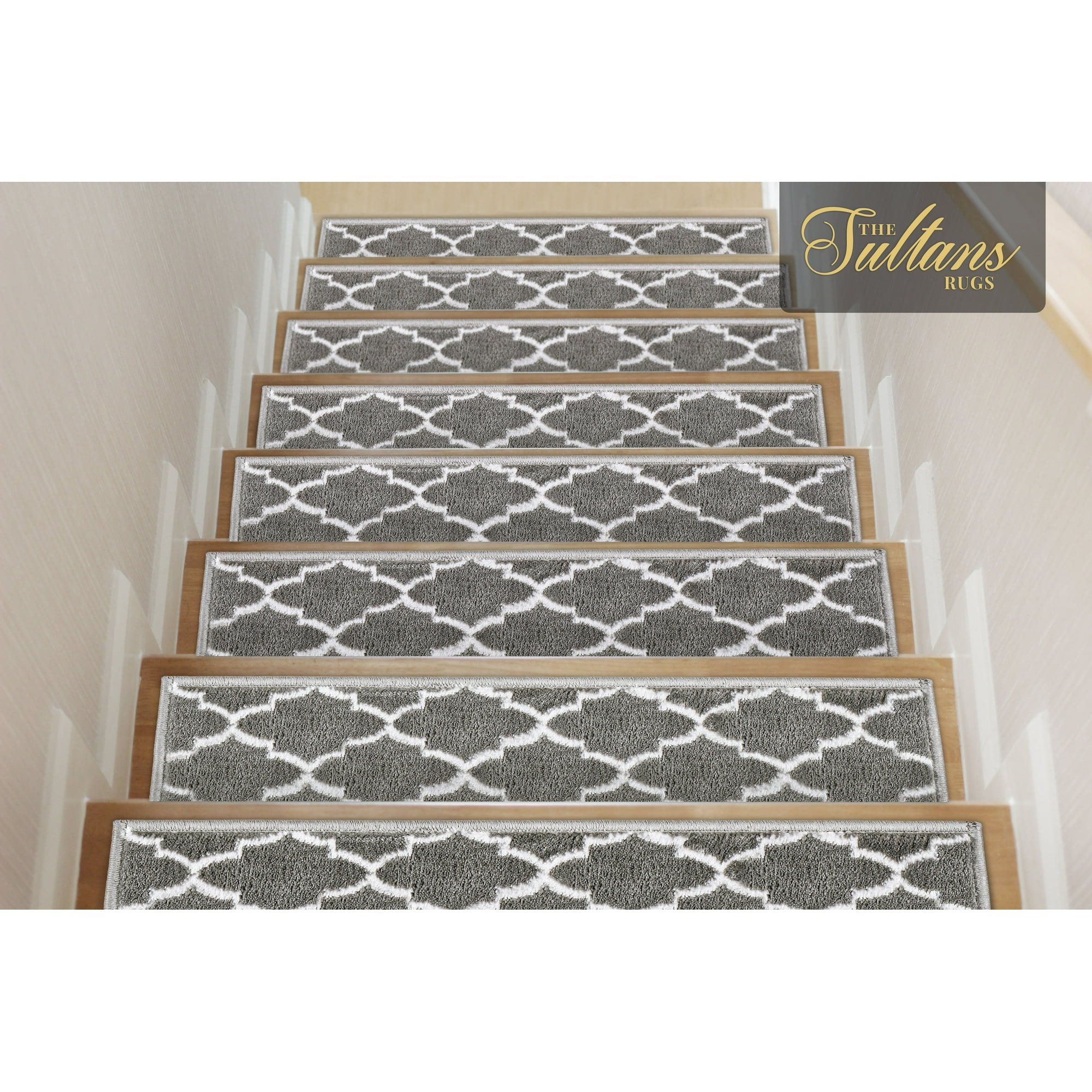Sultans Rugs Non Slip Carpet Stair Treads Gray White Soft For Stairs Step Cover Canada Sultans Rugs Non Slip Carpet Stair