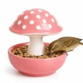 thumbnail image 2 of Cute Mushroom-Shaped Resin Bird Feeder, Indoor/Outdoor Food & Water Bowl for Birds and Small Animals, 2 of 6