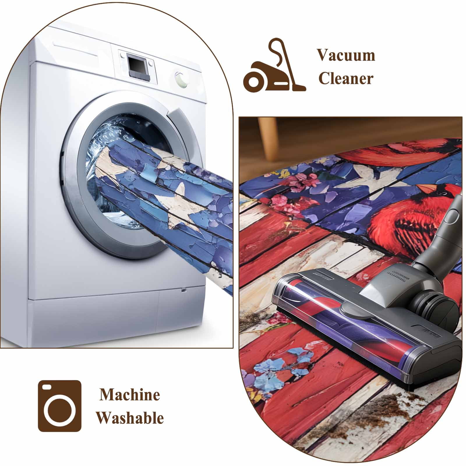 3'x5' Area Rugs, American Flag Indoor Outdoor Area Rug for Living Room Bedroom, Red Blue Star Stripe Patriotic Floral Bird Washable Bathroom Rugs Kitchen Floor Carpet Mats Home Decor Aesthetic