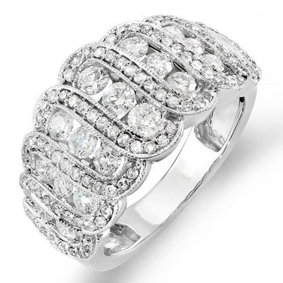 Dazzlingrock Collection 1.75 Carat (ctw) 14K Round Diamond Ladies Designer Cocktail Right Hand Ring 1 3/4 CT, White Gold, Size 8