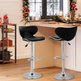 thumbnail image 1 of Counter Height Bar Stools Set of 2 PU Leather Height Adjustable Swivel Bar Chairs with Back and Chrome Steel Base for Kitchen Living Room Pub Coffee ,Black, 1 of 9