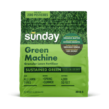 Sunday Green Machine Premium Granular Lawn Fertilizer, 4,000 Sq. ft. 12lbs