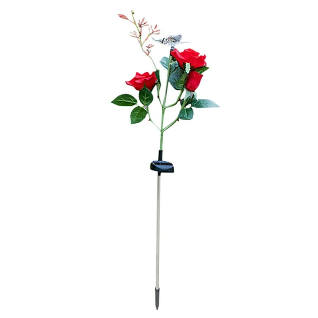 YYV Solar LED Rose Flower Stake Light Transparent Bloom Decorative Ground Lamp Waterproof Garden Pathway Accent Light Colorful Solar Flower Lighting
