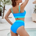 thumbnail image 3 of Fsqjgq Women's Swimsuits V Neck Push Up Ruched Bikini Sets Two Piece Brazilian Bathing Suit High Waisted Shorts Beachwear L, 3 of 9
