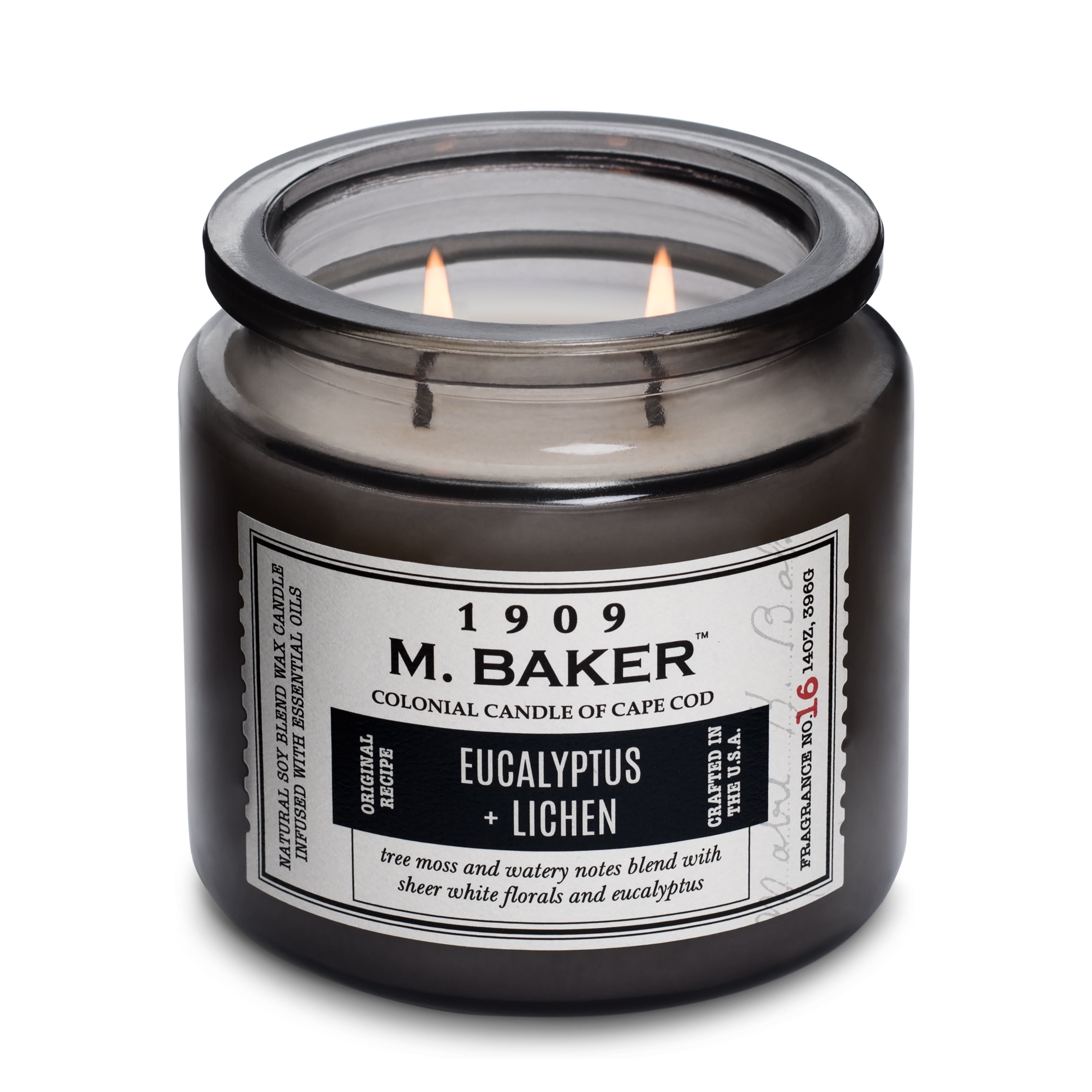 Colonial Candle Eucalyptus & Lichen 14oz 2 Wick Candle, Grey