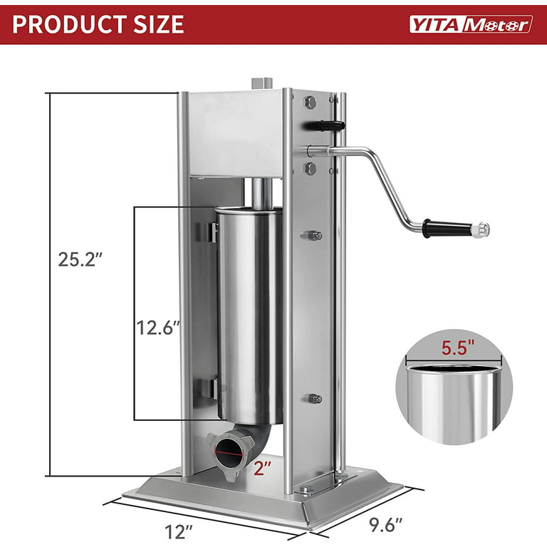 Commercial 11 lbs. / 5 L Stainless Steel Dual Speed Vertical Sausage Stuffer  Meat Filler with 5-Stuffing Tubes RichMSausageS05 - The Home Depot