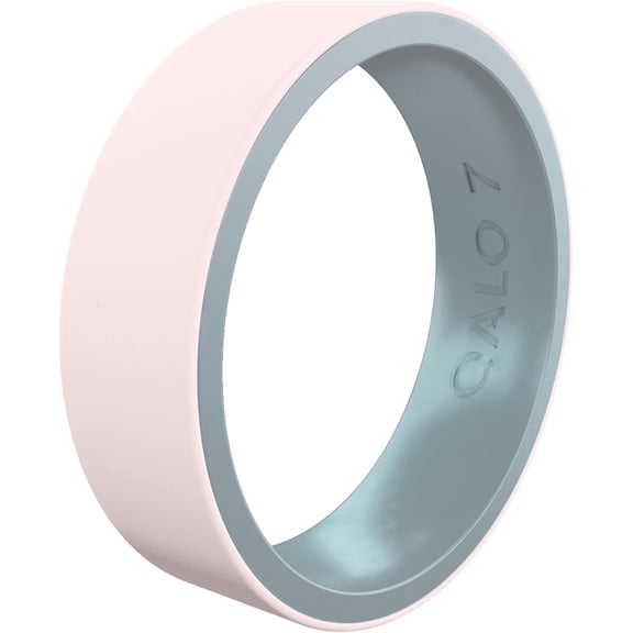 QALO Women's Blush/Iridescent Blue Blank Strata Silicone Ring – Durable Wedding Bands with Flexible Comfortable Fit – Skin-Friendly and Lightweight Design – Size 07